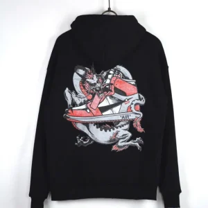 FELPA CON CAPPUCCIO "AIR DRAGON" - BLACK