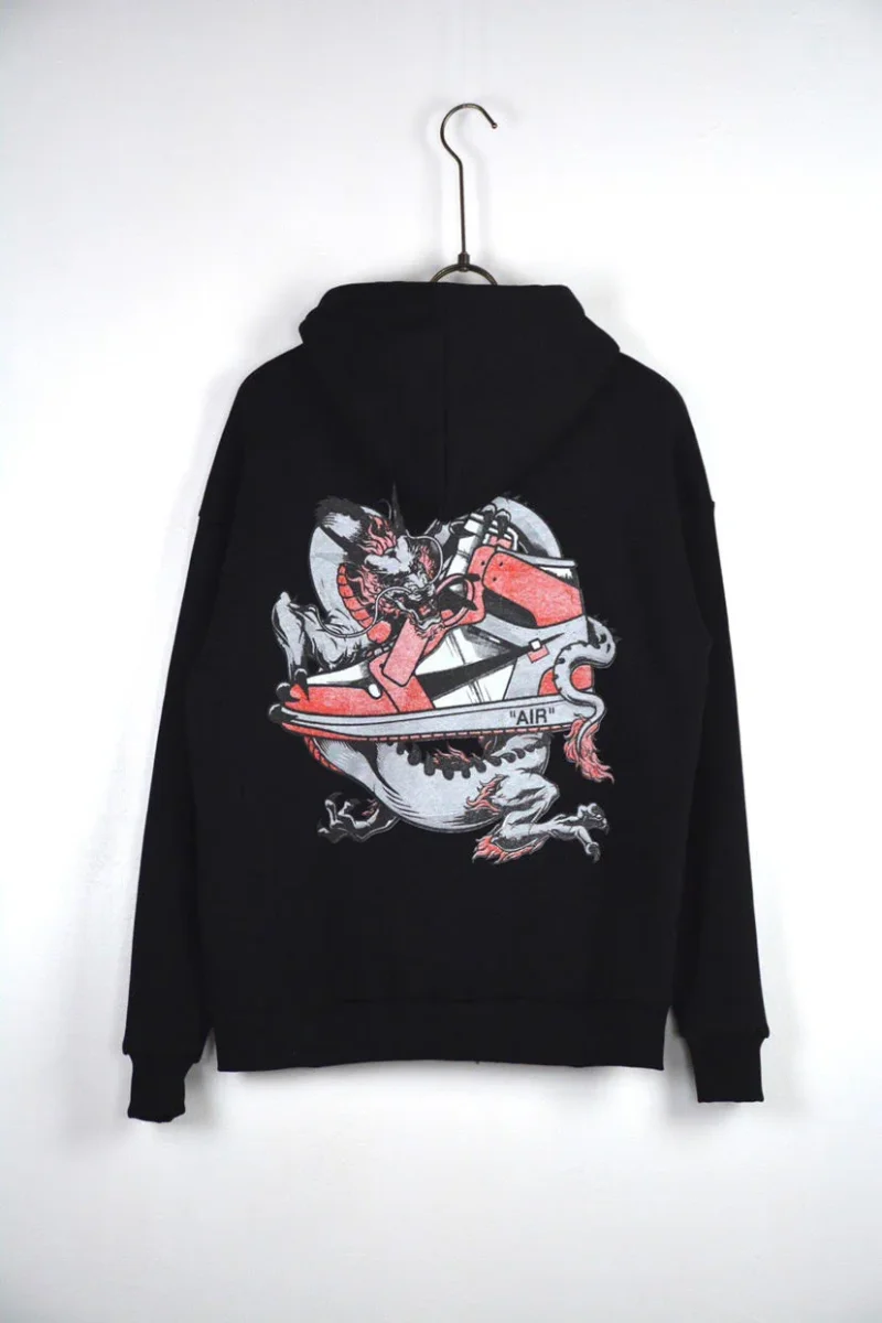 FELPA CON CAPPUCCIO "AIR DRAGON" - BLACK