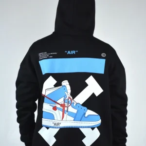 FELPA CON CAPPUCCIO "OFF AIR" - BLACK