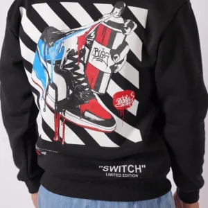 FELPA CON CAPPUCCIO "SWITCH" - Col. nero