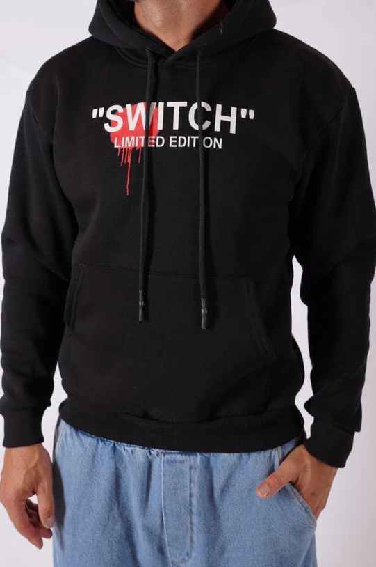FELPA CON CAPPUCCIO "SWITCH" - Col. nero - immagine 3