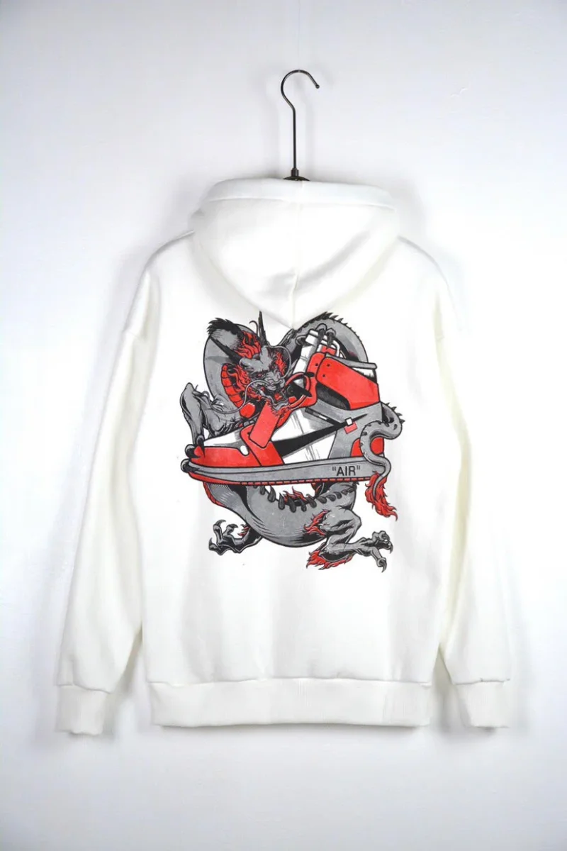 FELPA CON CAPPUCCIO "AIR DRAGON" - WHITE - immagine 3