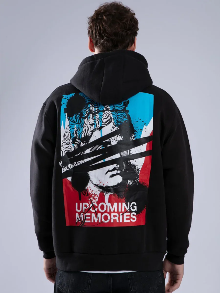 FELPA CON CAPPUCCIO "UPCOMING MEMORIES" - Col. Nero - immagine 2