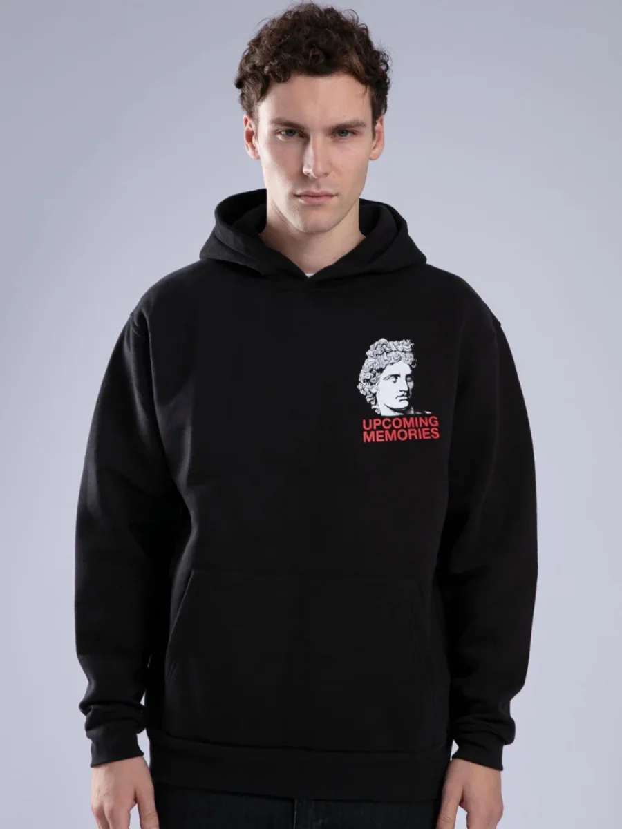 FELPA CON CAPPUCCIO "UPCOMING MEMORIES" - Col. Nero - immagine 3