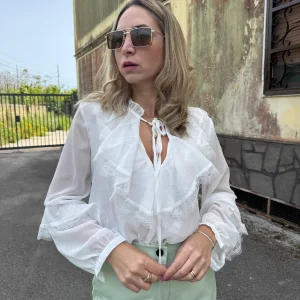 CAMICIA ORGANZA CON PIZZO