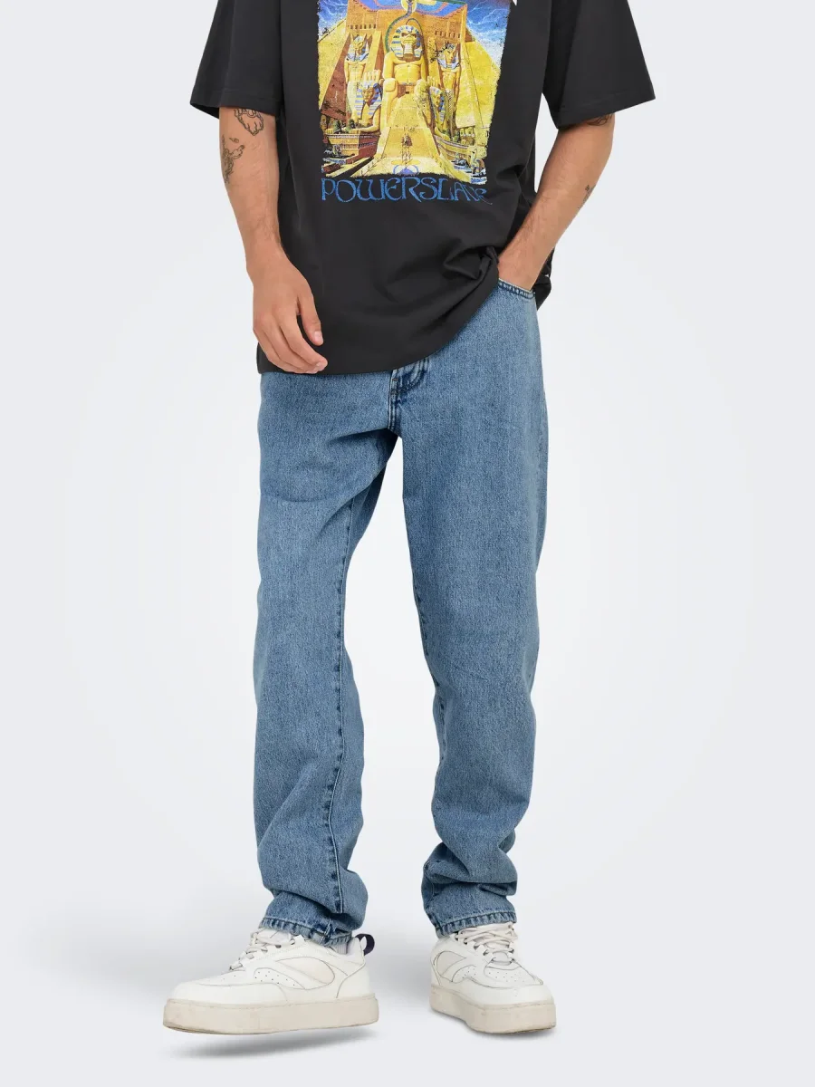 ONLY & SONS ONSTYE LOOSE TAPE JEANS - Light Blu Denim