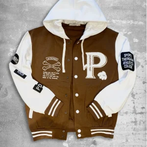 GIUBBOTTO FELPATO BOMBER CON CAPPUCCIO - col. Cammello