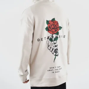 FELPA CON CAPUCCIO "DETERMINED" - Col- white