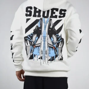 FELPA CON CAPPUCCIO "AIR SHOES " - Col. Bianco