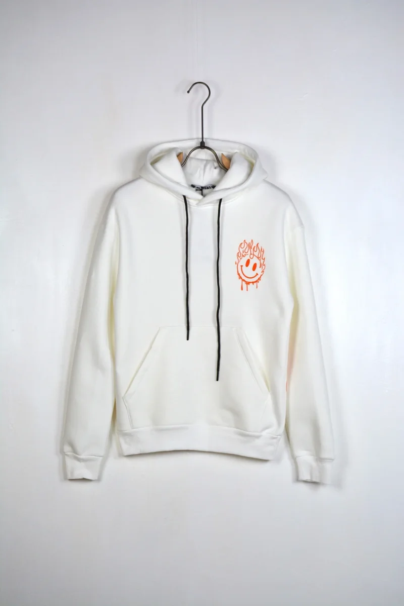 FELPA CON CAPPUCCIO "SMILE AT LIFE " - Col. Bianco - immagine 2