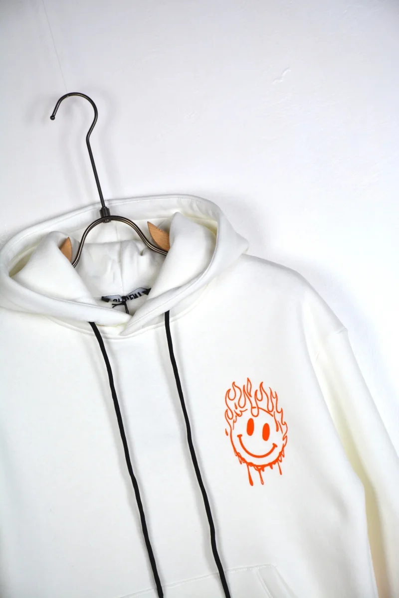 FELPA CON CAPPUCCIO "SMILE AT LIFE " - Col. Bianco - immagine 5