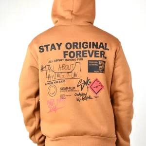 FELPA CON CAPPUCCIO "STAY ORIGINAL FOREVER" - CAMEL