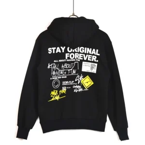 FELPA CON CAPPUCCIO "STAY ORIGINAL FOREVER" - col. nero