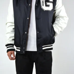 GIUBBOTTO BOMBER IMBOTTITO COLLEGE - Bianco e nero