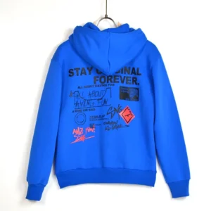 FELPA CON CAPPUCCIO "STAY ORIGINAL FOREVER" - Blu royal