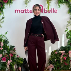 Pantaloni cargo spina di pesce bordeaux