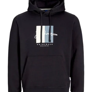 JACK & JONES FELPA CON CAPPUCCIO "BOX SCRIPT" - Nero