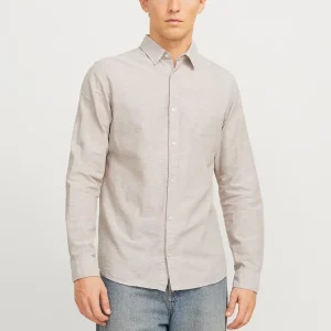 JACK & JONES CAMICIA IN MISTO LINO SLIM FIT - col. Beige