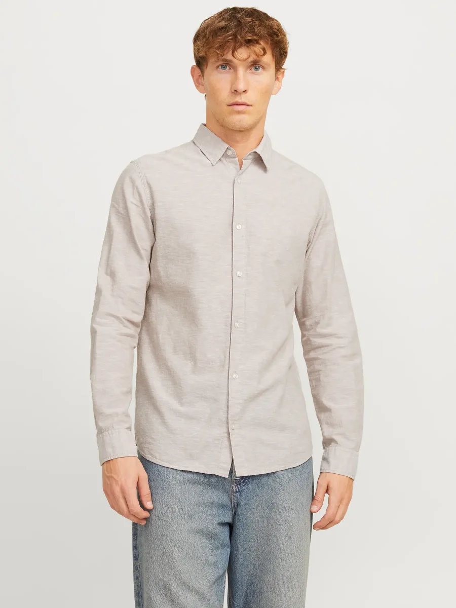 JACK & JONES CAMICIA IN MISTO LINO SLIM FIT - col. Beige - immagine 2