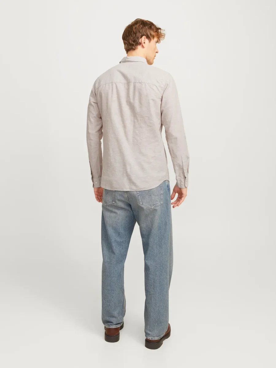 JACK & JONES CAMICIA IN MISTO LINO SLIM FIT - col. Beige - immagine 7