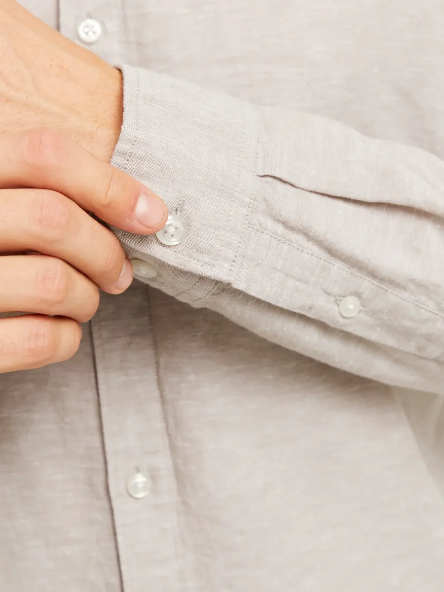 JACK & JONES CAMICIA IN MISTO LINO SLIM FIT - col. Beige - immagine 5
