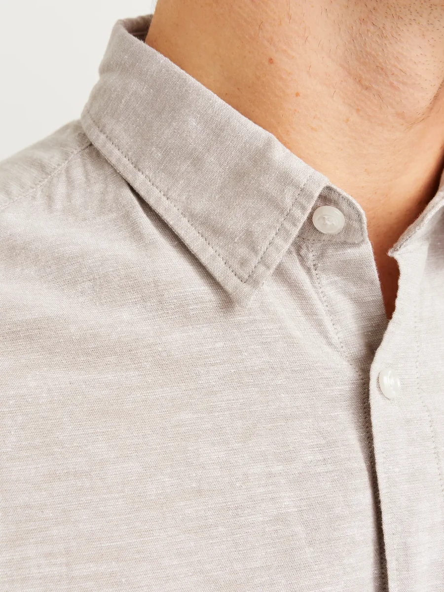 JACK & JONES CAMICIA IN MISTO LINO SLIM FIT - col. Beige - immagine 4