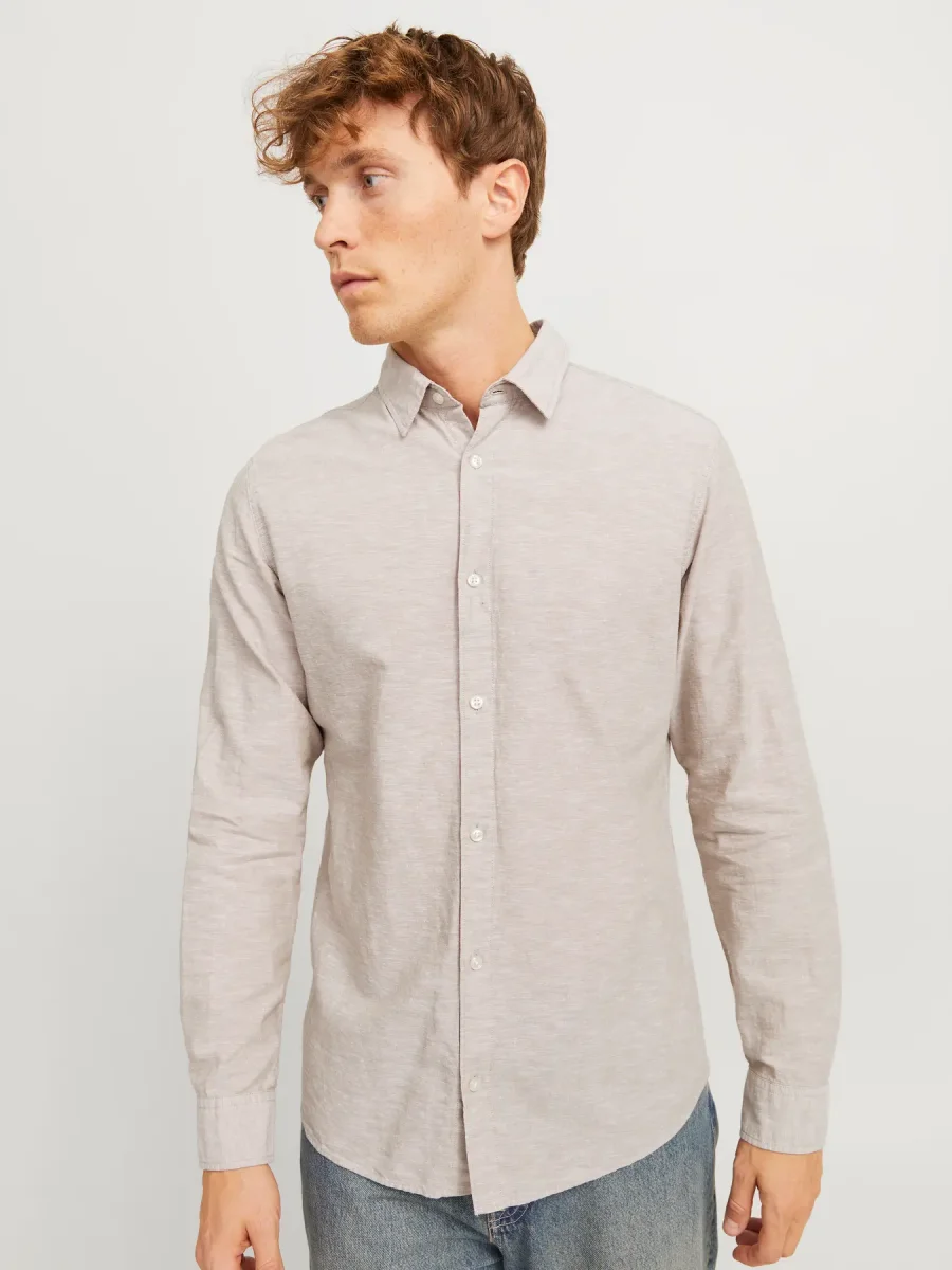JACK & JONES CAMICIA IN MISTO LINO SLIM FIT - col. Beige - immagine 3