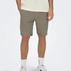 BERMUDA IN MISTO LINO - col. Beige scuro