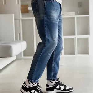 BLU DENIM "JUSTWEST" JEANS CON STRAPPI