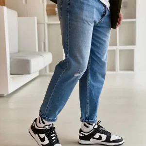 BLU DENIM "JUSTWEST" JEANS CON STRAPPO