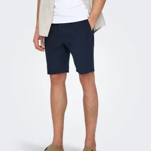 BERMUDA IN MISTO LINO - col. Blu