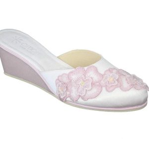 Beatrice: Pantofole da Donna in raso con Fiori e Paillettes