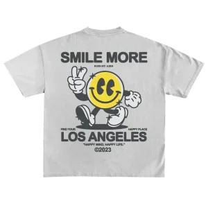 T-SHIRT "SMILE MORE" CON STAMPA FRONTE/RETRO - Col. Bianco