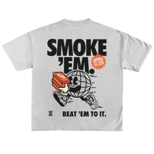 T-SHIRT "SMOKE 'EM"  - Col. Bianco