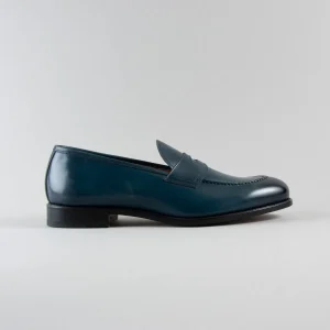 Leonardo Mocassino in Pelle Iron Blu