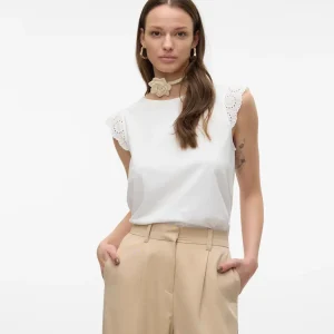 Vero Moda - Top con ricami VMEMILY - col. bianco
