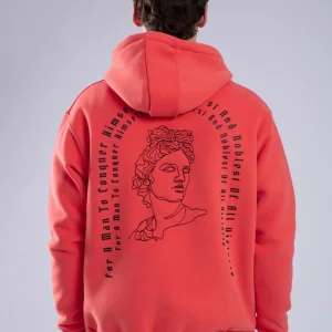 FELPA CON CAPPUCCIO "VICTORIE" - Col. Rosso corallo