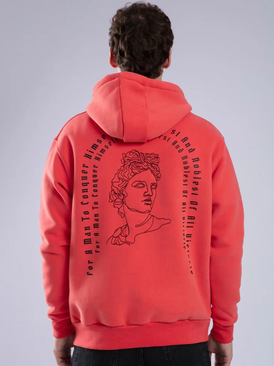 FELPA CON CAPPUCCIO "VICTORIE" - Col. Rosso corallo - immagine 2