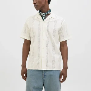 JACK & JONES CAMICIA JORSUMMER LUKE ANGLAISE RESORT - Col. bianco panna