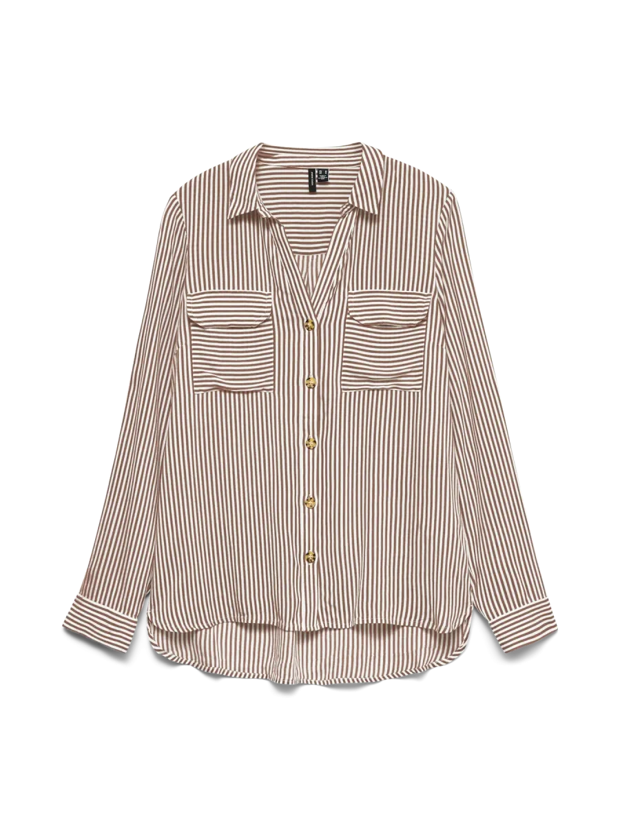 VERO MODA Camicia da donna a righe VMBUMPY - Marrone chiaro - immagine 7