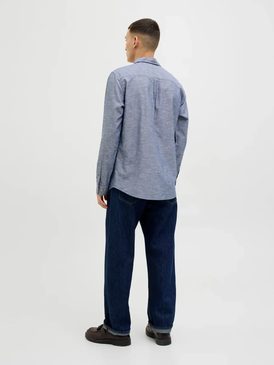 JACK & JONES CAMICIA IN MISTO LINO REGULAR FIT - Col. Denim - immagine 7