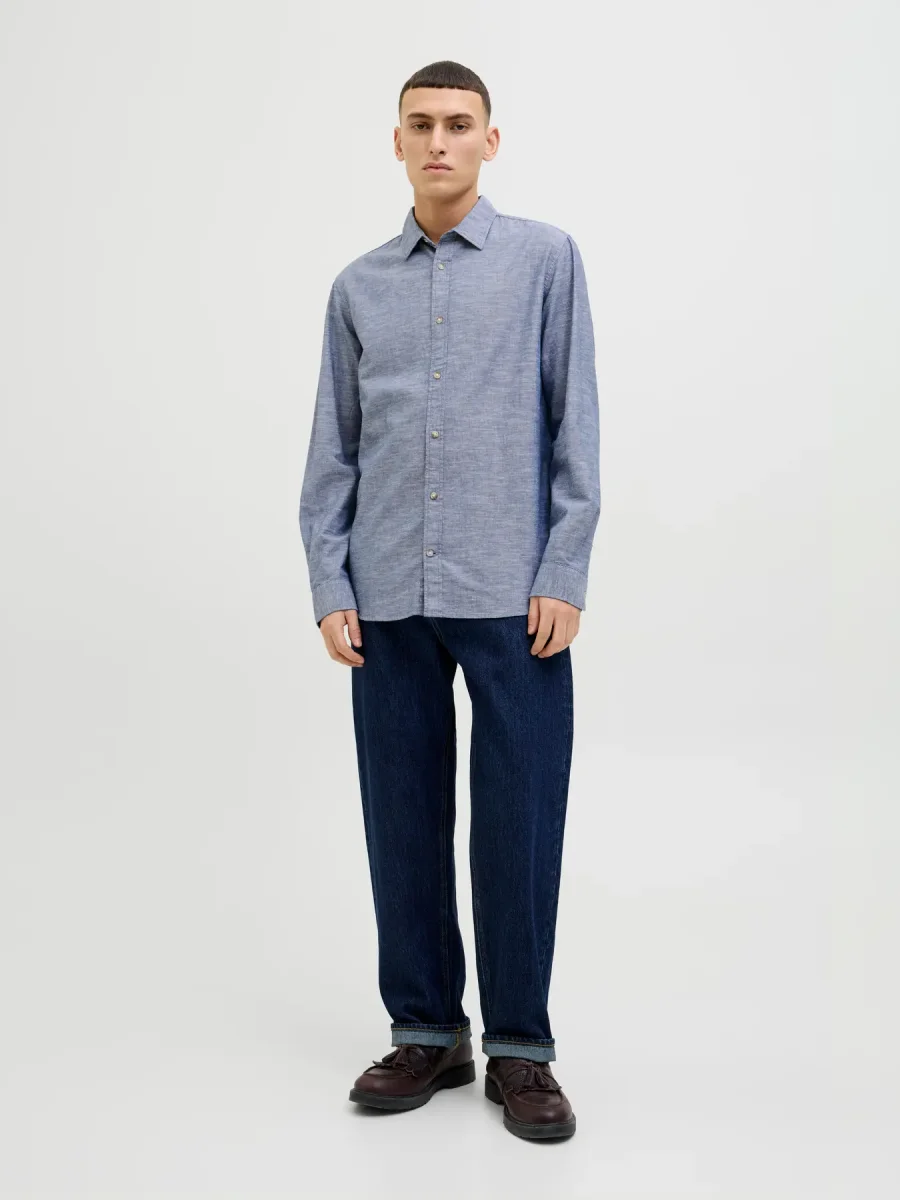 JACK & JONES CAMICIA IN MISTO LINO REGULAR FIT - Col. Denim - immagine 6