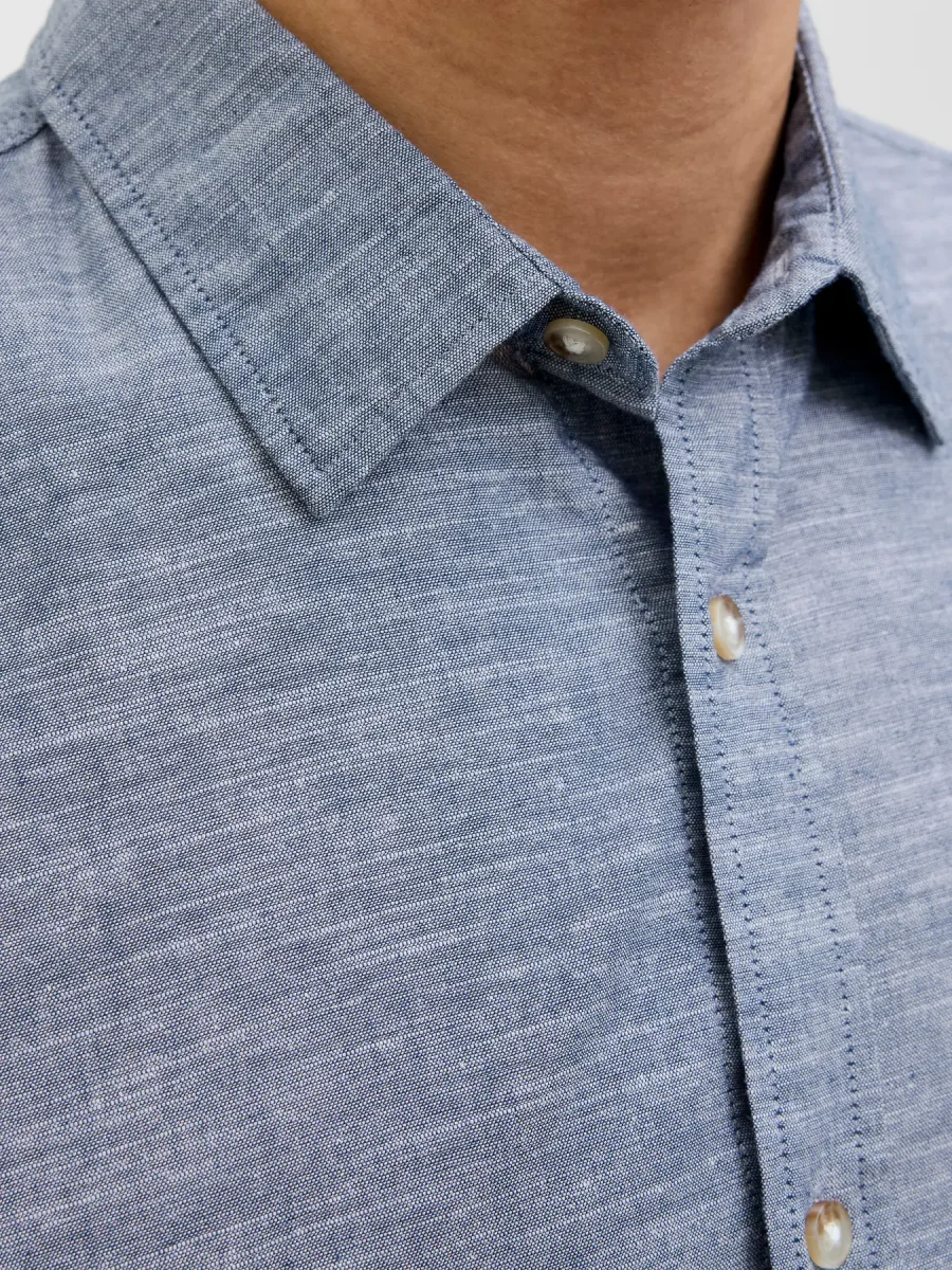 JACK & JONES CAMICIA IN MISTO LINO REGULAR FIT - Col. Denim - immagine 5