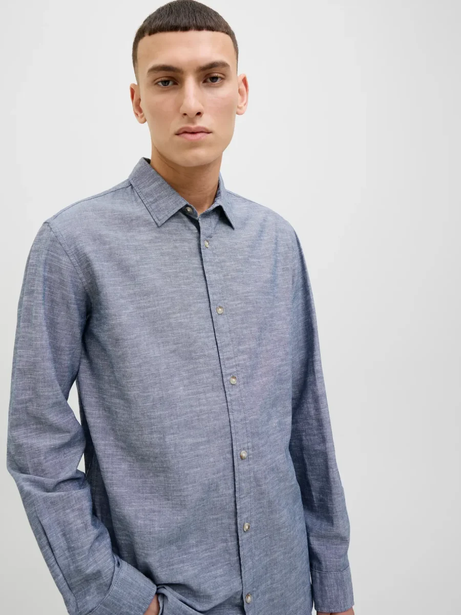 JACK & JONES CAMICIA IN MISTO LINO REGULAR FIT - Col. Denim - immagine 3