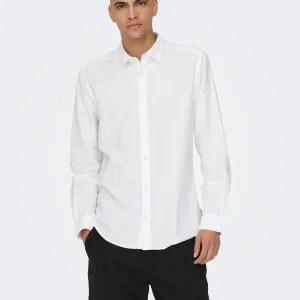 CAMICIA IN MISTO LINO SLIM FIT - col. Bianco