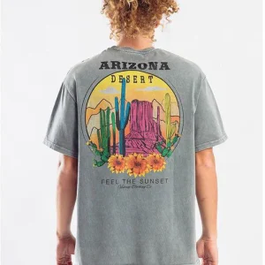 T-SHIRT "ARIZONA DESERT" CON STAMPA FRONTE/RETRO - Col. Grigio