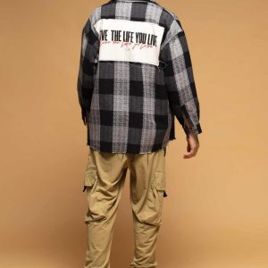 CAMICIA A QUADRI OVERSIZE - LOVE THE LIFE YOU LIVE