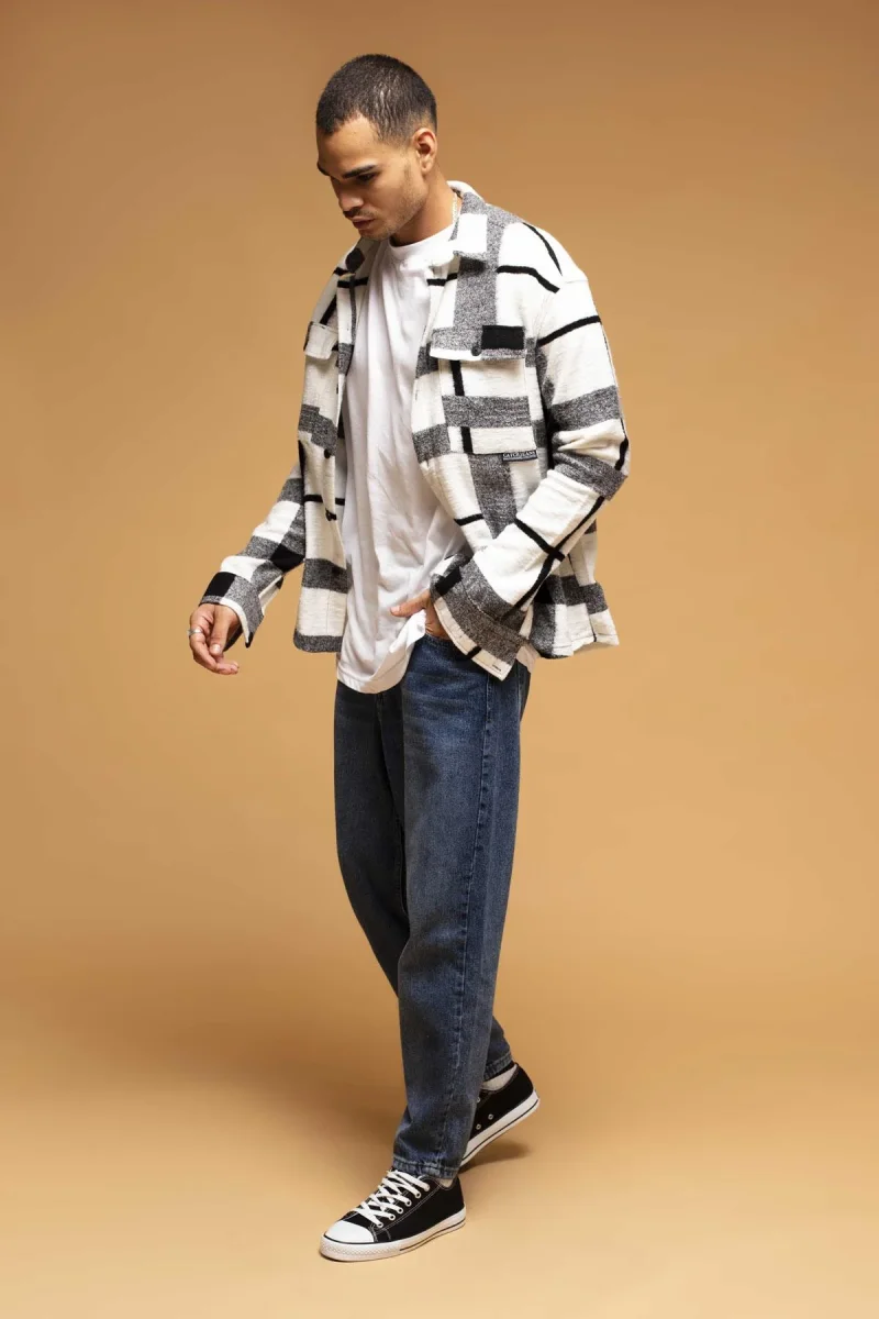 CAMICIA A QUADRI BIANCO E NERO - immagine 2