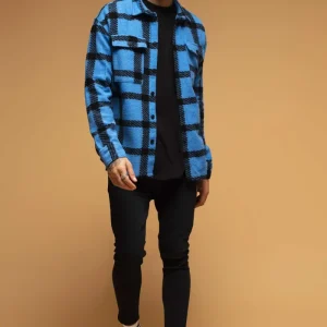 CAMICIA A QUADRI NERO E AZZURRO