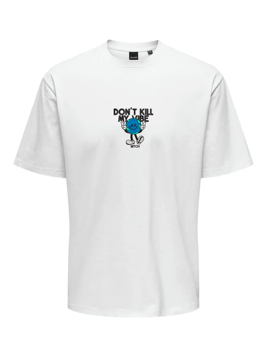 T-SHIRT "DON'T KILL MY VIBE BITCH" - Col. bianco